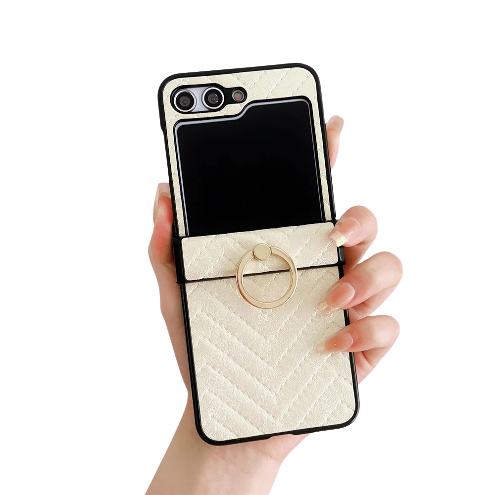 Samsung Z Flip Ring Holder Leather Case