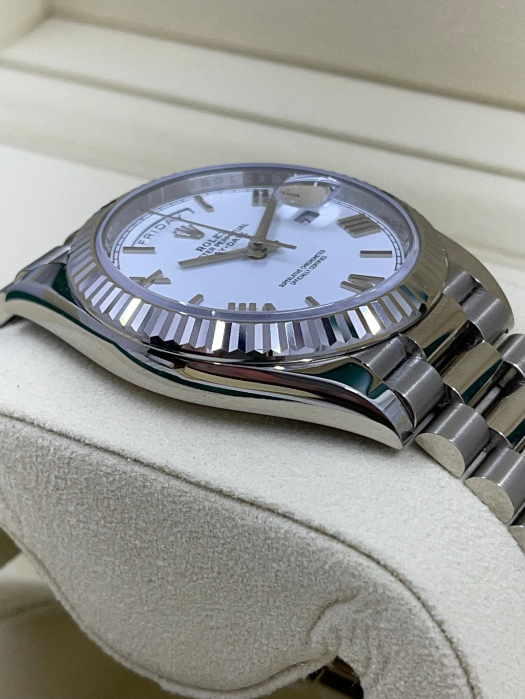 RLX Day-Date 40MM Or Blanc Et Cadran Blanc President Ceinture