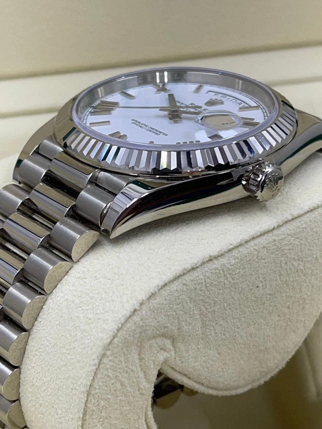 RLX Day-Date 40MM Or Blanc Et Cadran Blanc President Ceinture