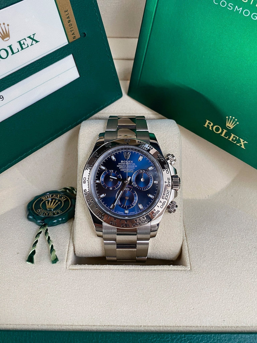 RLX Daytona White Gold De Cadran Blue