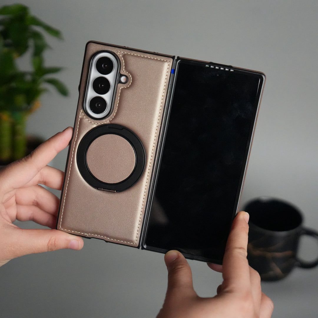 Premium Leather Magnetic Ring Stand