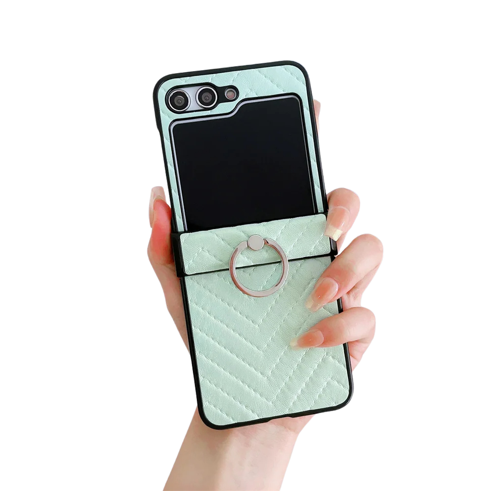 Samsung Z Flip Ring Holder Leather Case