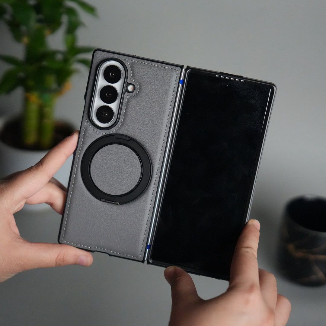 Premium Leather Magnetic Ring Stand