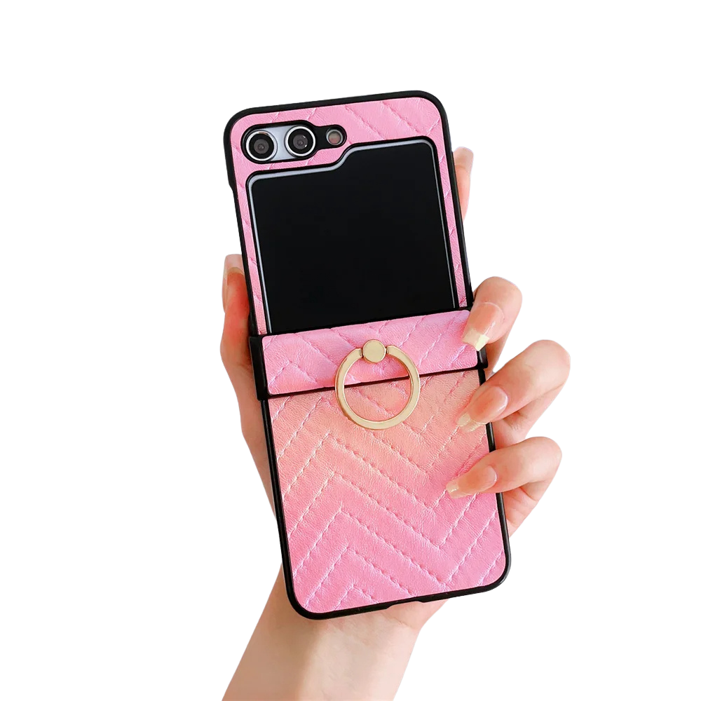 Samsung Z Flip Ring Holder Leather Case