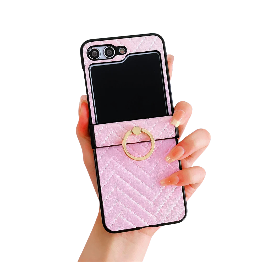 Samsung Z Flip Ring Holder Leather Case