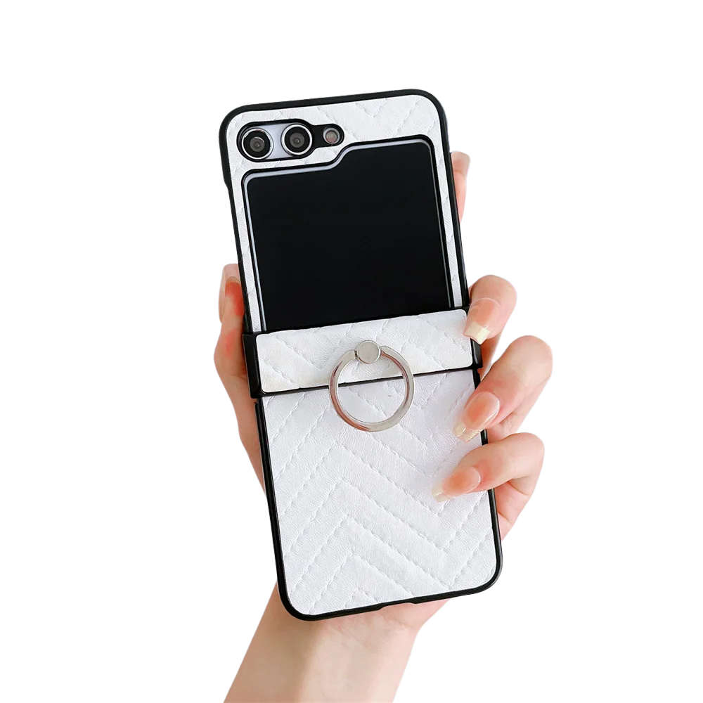 Samsung Z Flip Ring Holder Leather Case