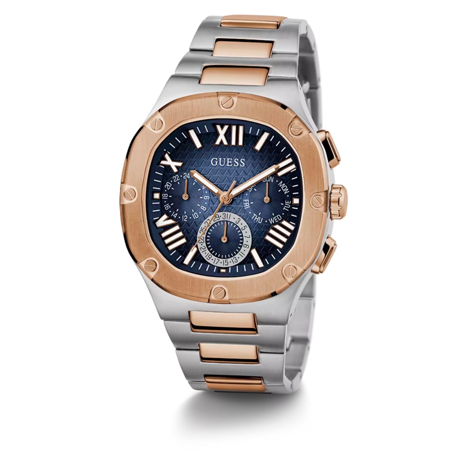 Montre Guess GW0572G4 pour homme Couleur du boîtier 2 tons - Bracelet en acier inoxydable de forme carrée