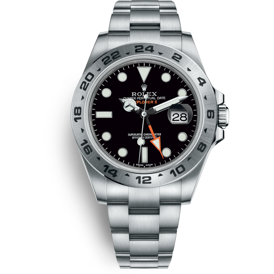 RLX Explorer II Black Dial Orange Hand Steel