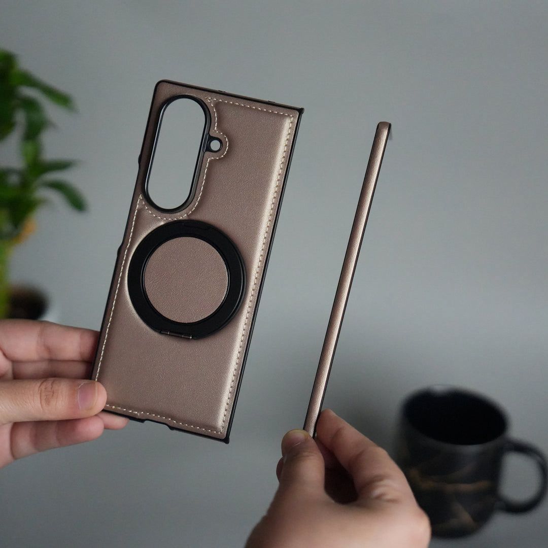 Premium Leather Magnetic Ring Stand