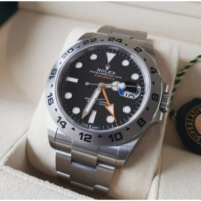 RLX Explorer II Black Dial Orange Hand Steel