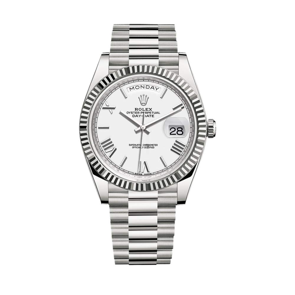 RLX Day-Date 40MM Or Blanc Et Cadran Blanc President Ceinture